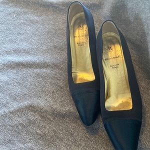 Bruno Magli made in Bologna Italy. Navy silk woman’s heels